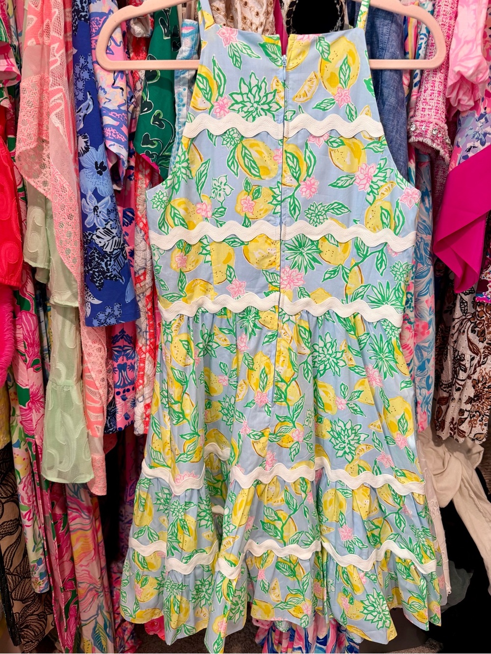 Lilly Pulitzer Angelynn Light Blue Lemon Print Tiered Sundress - Picture 3 of 3